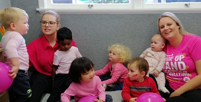 Pink shirt day at First Steps Peachgrove